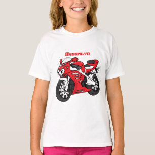 Tecknad av Cute Red Sport motorcle T Shirt