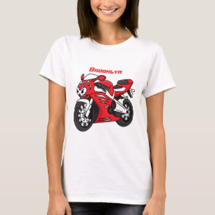 Tecknad av Cute Red Sport motorcle T Shirt