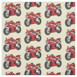 Tecknad av Cute Red Sport motorcle Tyg