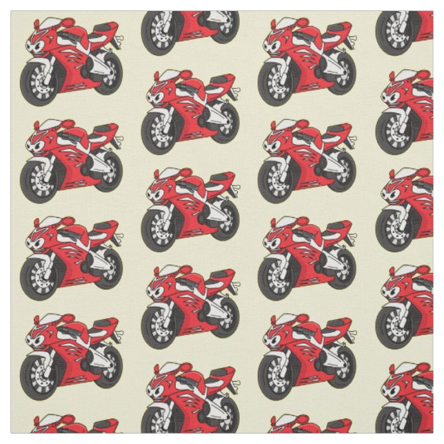 Tecknad av Cute Red Sport motorcle Tyg (Provkarta)