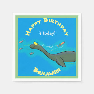 Tecknad av Cute sea monster plesiosaur Pappersservett