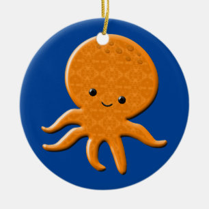 Tecknad av Cute Shiny Octopus Julgransprydnad Keramik