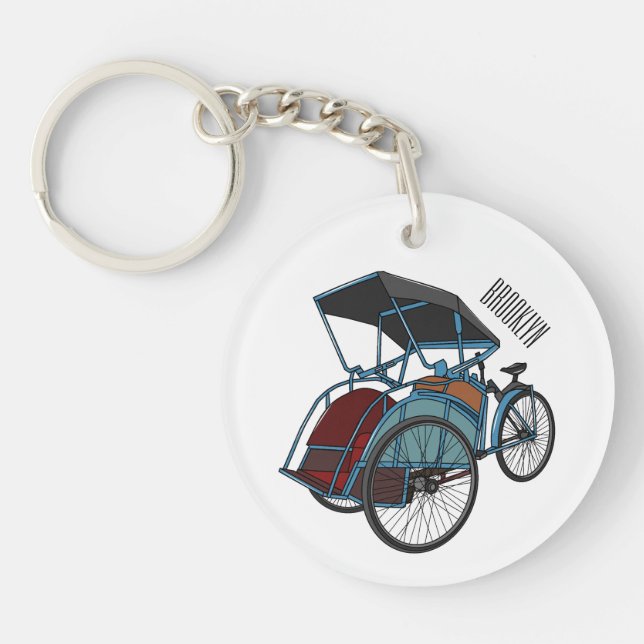 Tecknad av cykelns rickshaw (Framsidan)