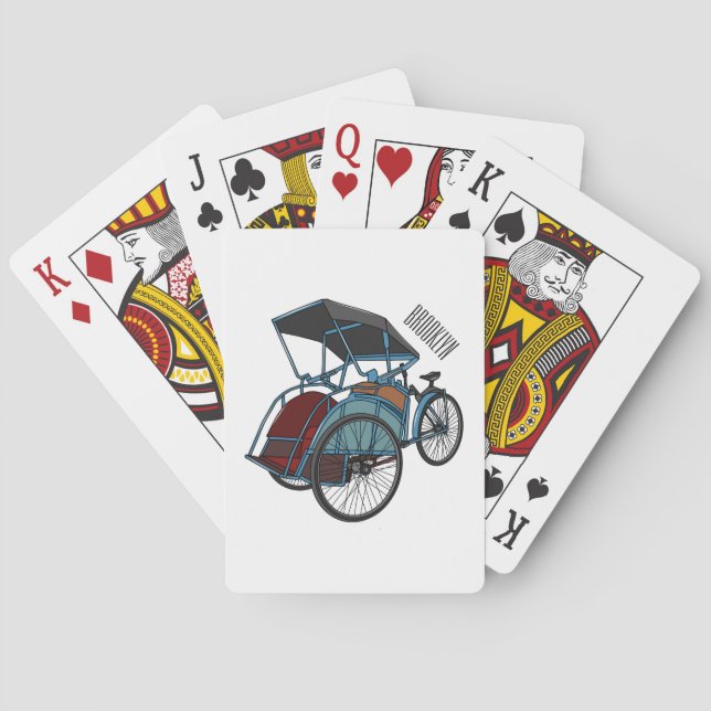 Tecknad av cykelns rickshaw casinokort (Baksidan)