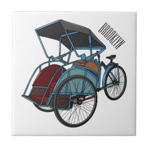 Tecknad av cykelns rickshaw kakelplatta