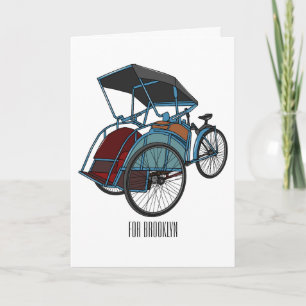 Tecknad av cykelns rickshaw kort