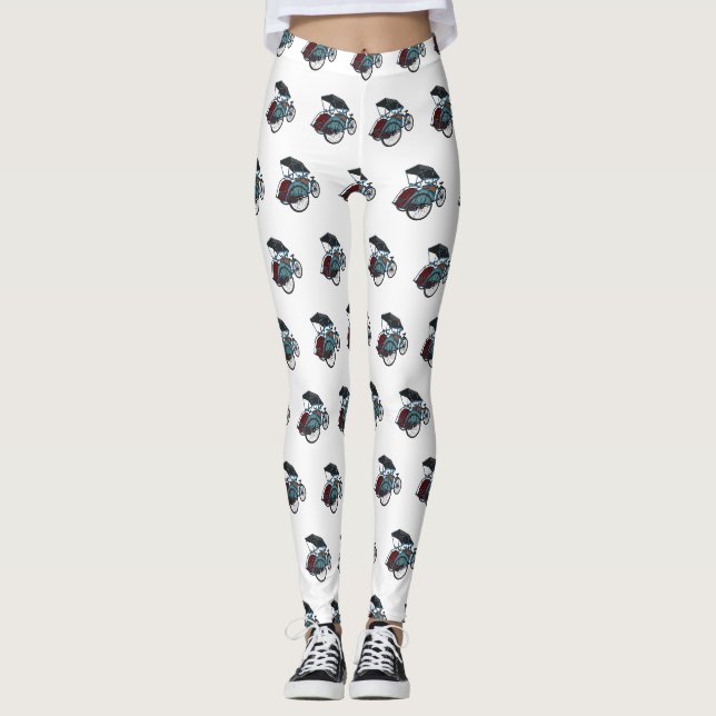 Tecknad av cykelns rickshaw leggings (Framsida)