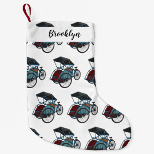 Tecknad av cykelns rickshaw liten julstrumpa