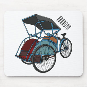 Tecknad av cykelns rickshaw musmatta