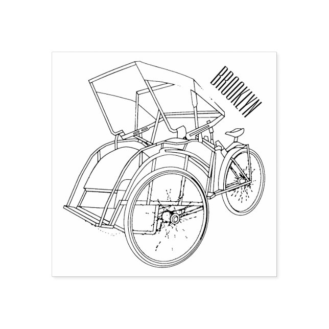 Tecknad av cykelns rickshaw stämpel (Tryck)