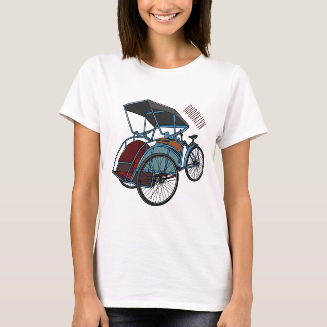 Tecknad av cykelns rickshaw t shirt (Framsida)