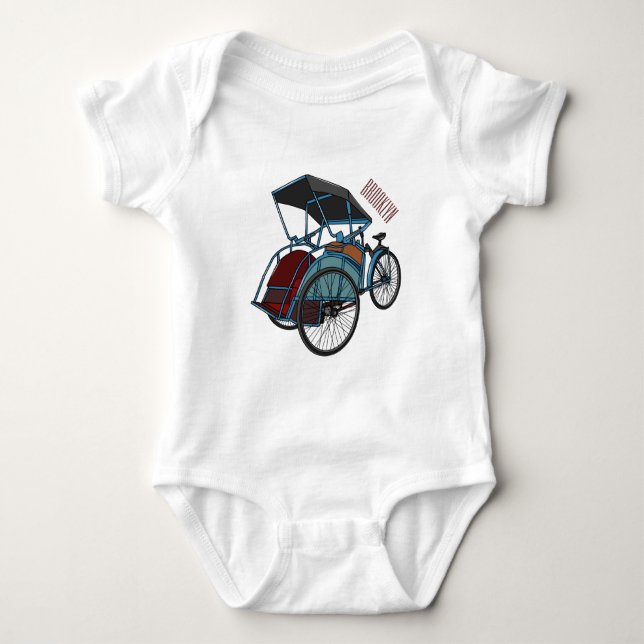 Tecknad av cykelns rickshaw t shirt (Framsida)