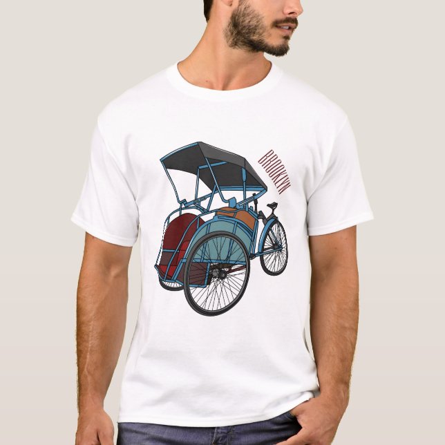 Tecknad av cykelns rickshaw t shirt (Framsida)