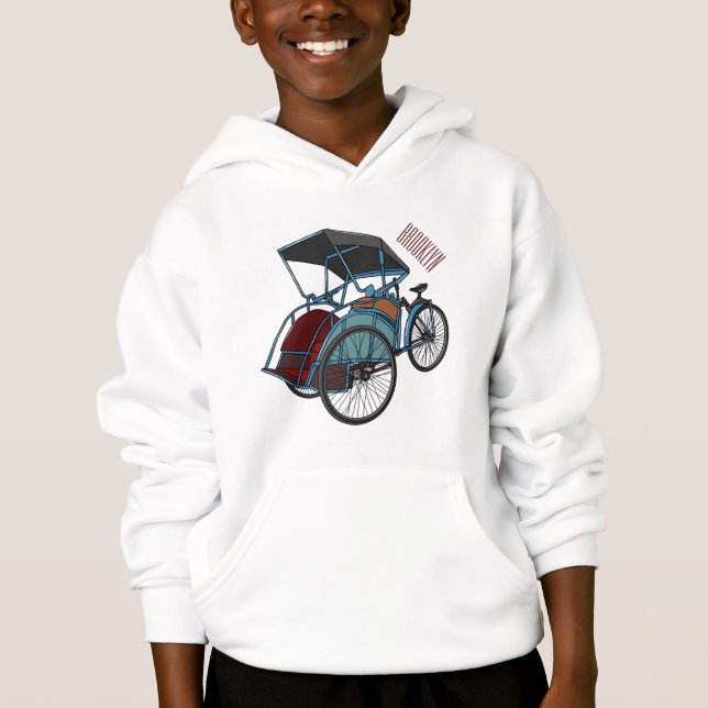Tecknad av cykelns rickshaw t shirt (Framsida)