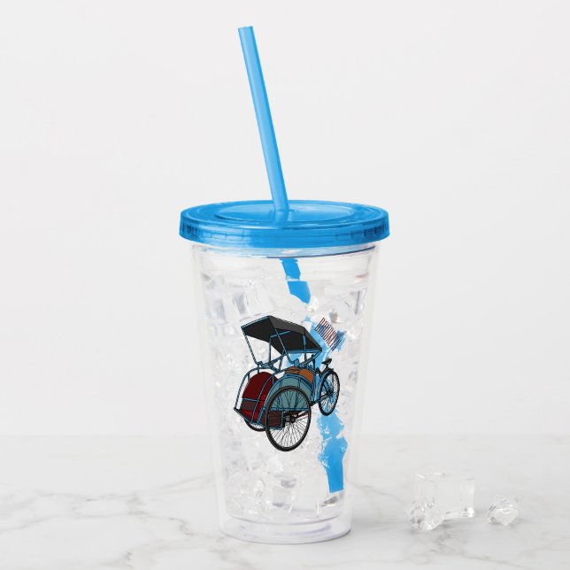 Tecknad av cykelns rickshaw take away mugg (Framsida Ice)
