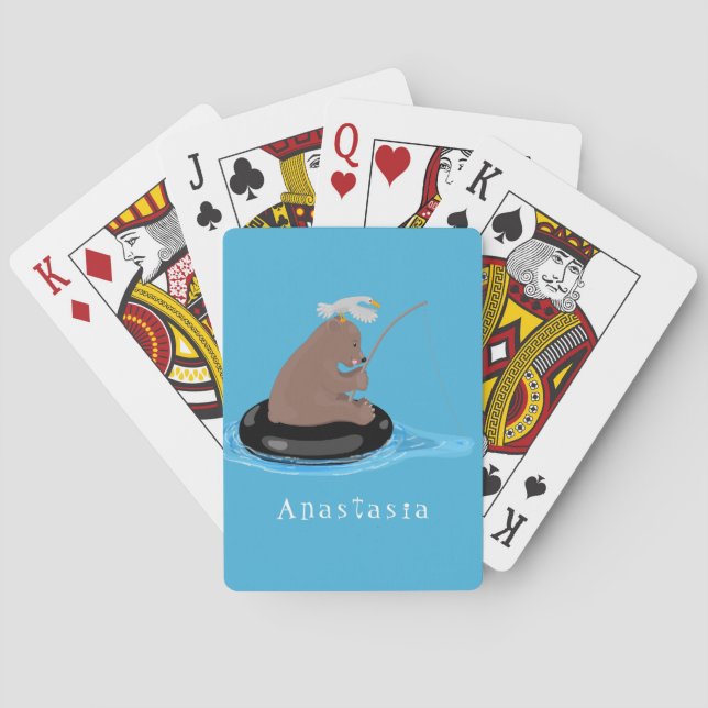 Tecknad av dagbjörnens  i unge casinokort (Baksidan)