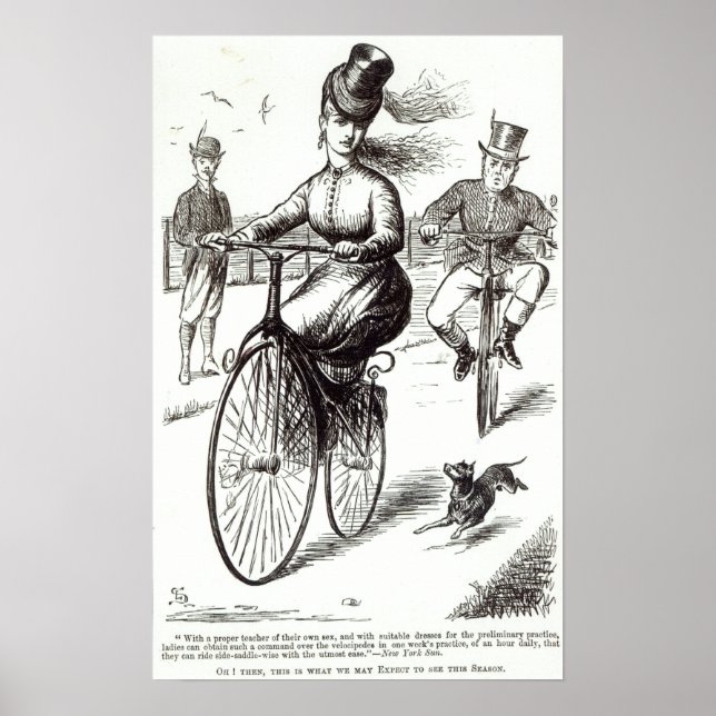 Tecknad av Dam på en Velocipede, 1869 Poster (Framsidan)