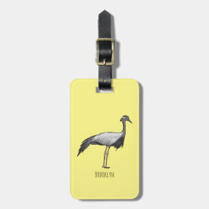 Tecknad av demoiselle crane-fågel bagagebricka
