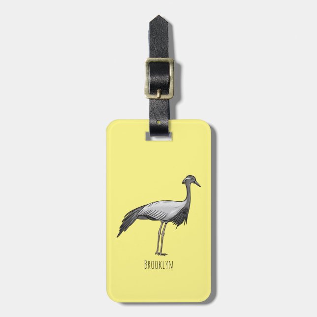 Tecknad av demoiselle crane-fågel bagagebricka (Vertikal Framsida)
