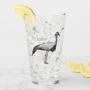 Tecknad av demoiselle crane-fågel glaskopp