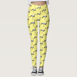Tecknad av demoiselle crane-fågel leggings