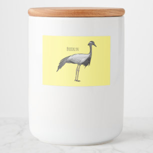 Tecknad av demoiselle crane-fågel mat etiketter