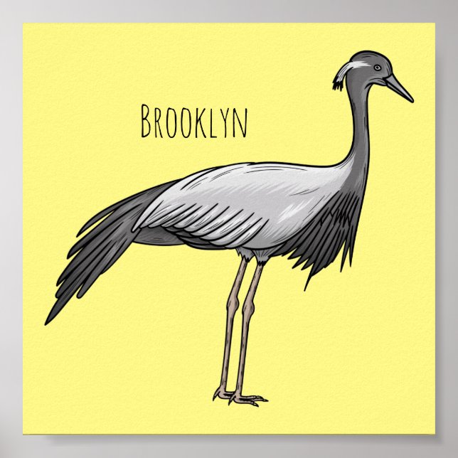 Tecknad av demoiselle crane-fågel poster (Framsidan)
