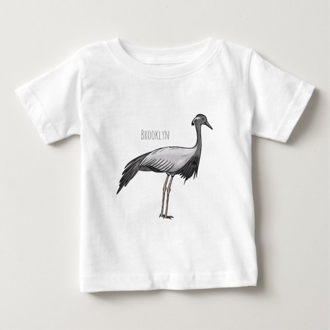 Tecknad av demoiselle crane-fågel t shirt (Framsida)