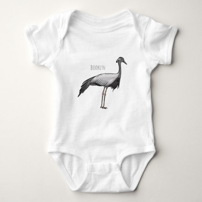 Tecknad av demoiselle crane-fågel t shirt (Framsida)