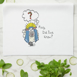 Tecknad av den berömda kristna julklappsfår kökshandduk