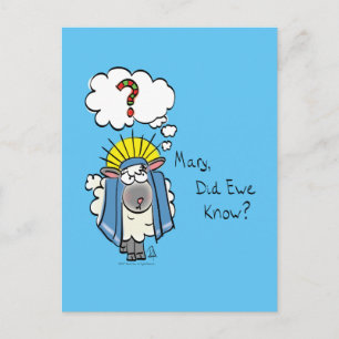 Tecknad av den berömda kristna julklappsfår vykort