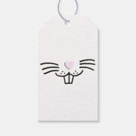 Tecknad av den konstiga söta Påskharn kanin ansikt Presentetikett