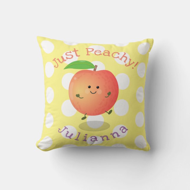 Tecknad av den putriska peach- i Cute lycklig Kudde (Framsida)