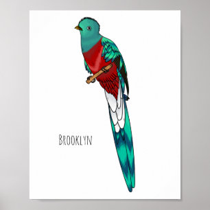 Tecknad av den relevanta quetzala fågelfågeln poster