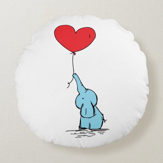 tecknad av djur från elefantkuddar vid bedövning rund kudde (Framsidan)