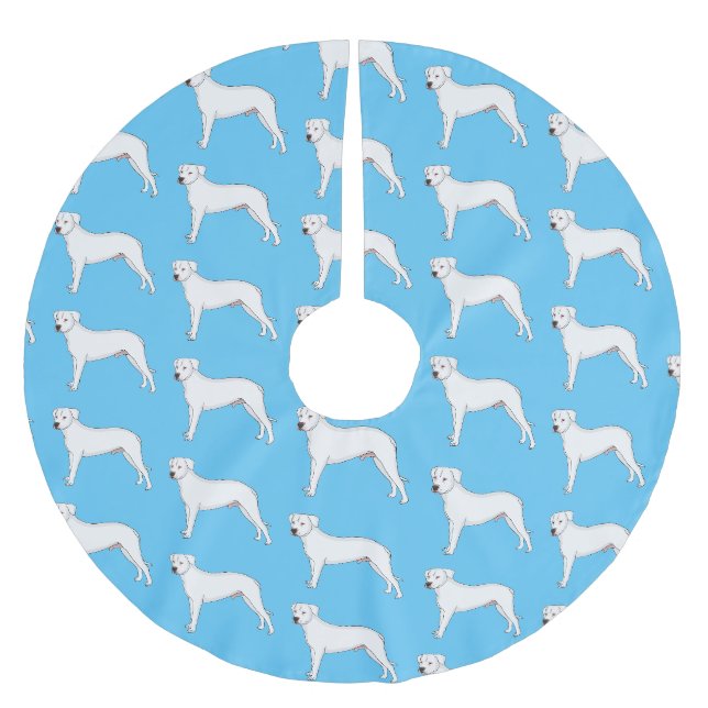 Tecknad av Dogo Argentino-hund Julgransmatta Borstad Polyester (Framsidan)