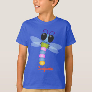 Tecknad av drakflygning i rutt blått och rosa t shirt