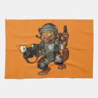 Tecknad av elak Sci-fi Marine Ginger Cat Firing Gu