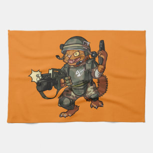 Tecknad av elak Sci-fi Marine Ginger Cat Firing Gu Kökshandduk