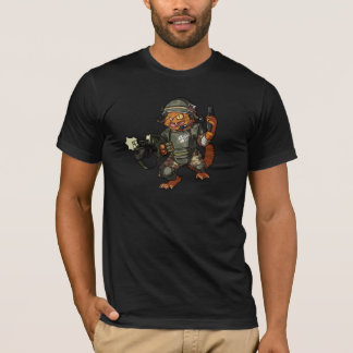 Tecknad av elak Sci-fi Marine Ginger Cat Firing Gu T Shirt