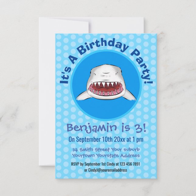 tecknad av elaket för Underbart vitt haj Inbjudningar (Framsida)