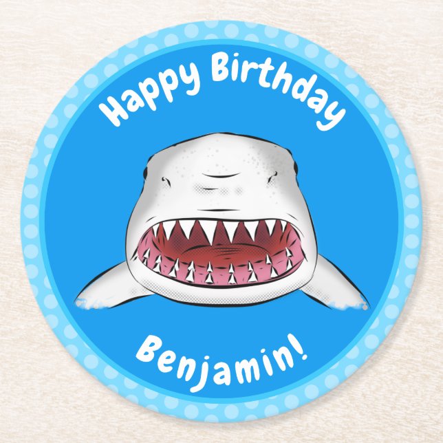 tecknad av elaket för Underbart vitt haj Underlägg Papper Rund (Framsidan)