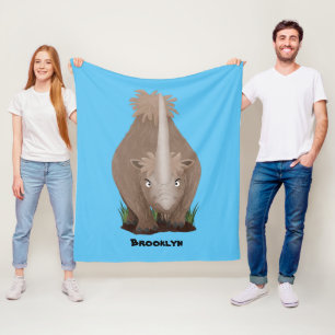 Tecknad av elasmotherium med lutygul rhino fleecefilt