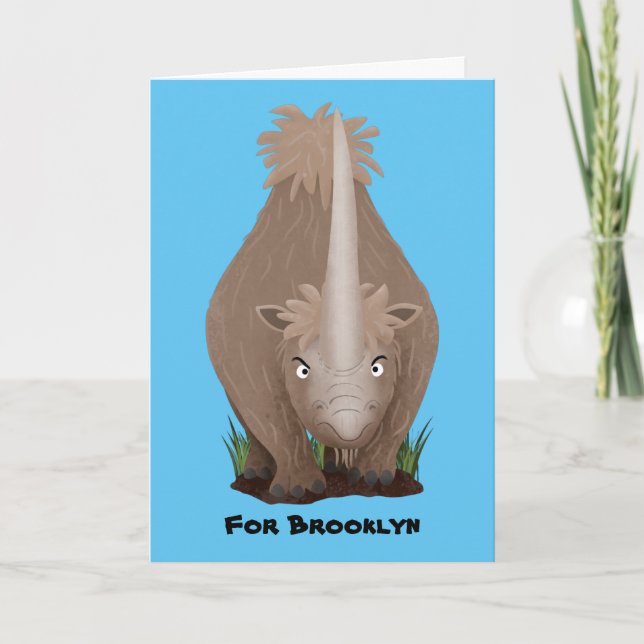 Tecknad av elasmotherium med lutygul rhino kort (Framsida)