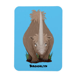 Tecknad av elasmotherium med lutygul rhino magnet