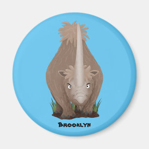 Tecknad av elasmotherium med lutygul rhino magnet