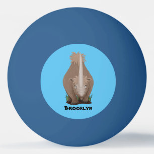Tecknad av elasmotherium med lutygul rhino pingisboll