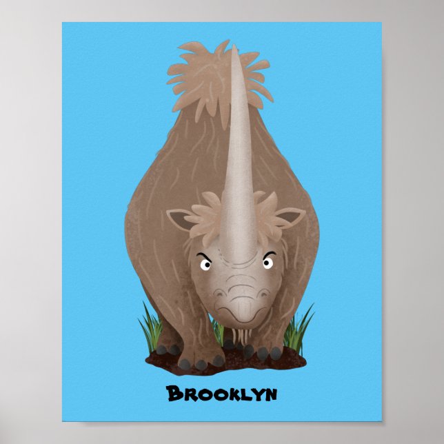 Tecknad av elasmotherium med lutygul rhino poster (Framsidan)