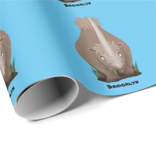 Tecknad av elasmotherium med lutygul rhino presentpapper