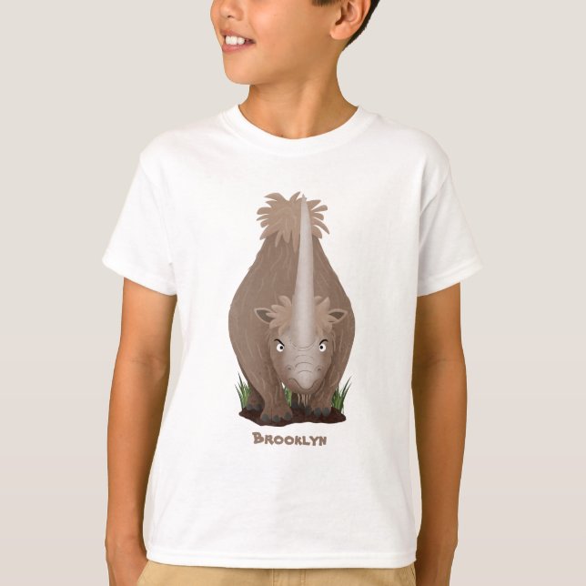 Tecknad av elasmotherium med lutygul rhino t shirt (Framsida)